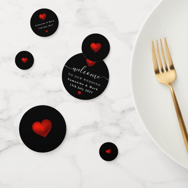 Einfaches modernes Rotes Herz Wedding Confetti Konfetti (Gruppe)