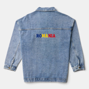 Einfaches, modernes rumänisches Flag-Bekleid Jeansjacke