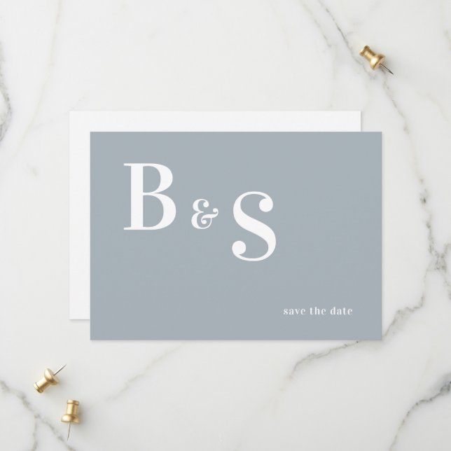 Einfaches modernes Save-the-Date mit Monogramm in  Save The Date (Vorderseite/Rückseite Beispiel)