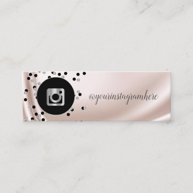 Einfaches modernes Schwarz, Punkte, Silver Instagr Mini Visitenkarte (Vorderseite)