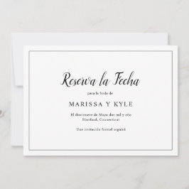 Einfaches, modernes Schwarz-Weiß-Elegantes Spanisc Save The Date