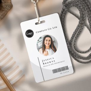 Einfaches modernes Schwarz-Weiß-Employee-QR Ausweis