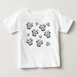 Einfaches modernes Schwarz-Weiß-Panda-Bär  Baby T-shirt