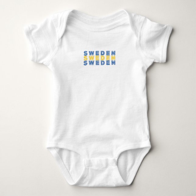 Einfaches modernes Schweden Schwedisches Flaggenla Baby Strampler (Vorderseite)