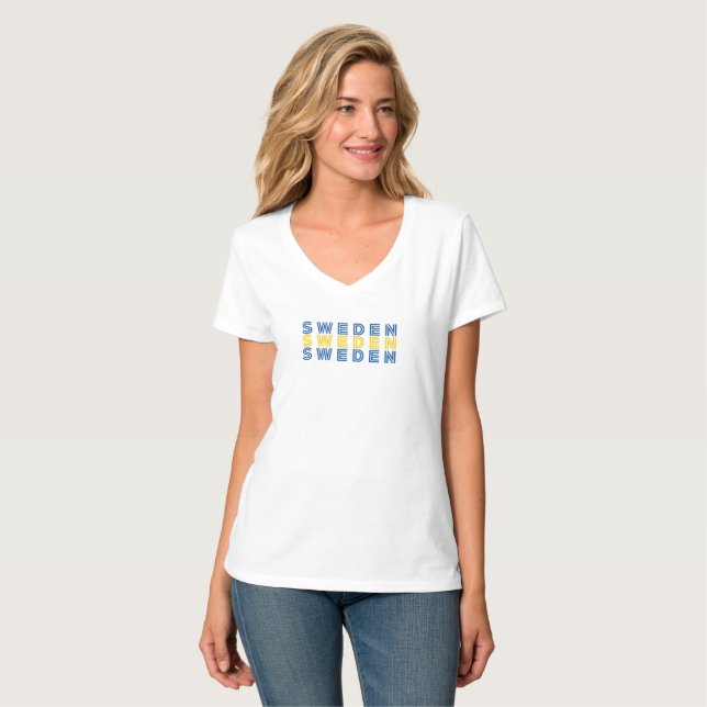 Einfaches modernes Schweden Schwedisches Flaggenla T-Shirt (Vorderseite Vollansicht)