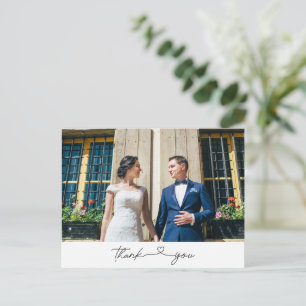 Einfaches modernes Skript Foto Hochzeit Danke Postkarte