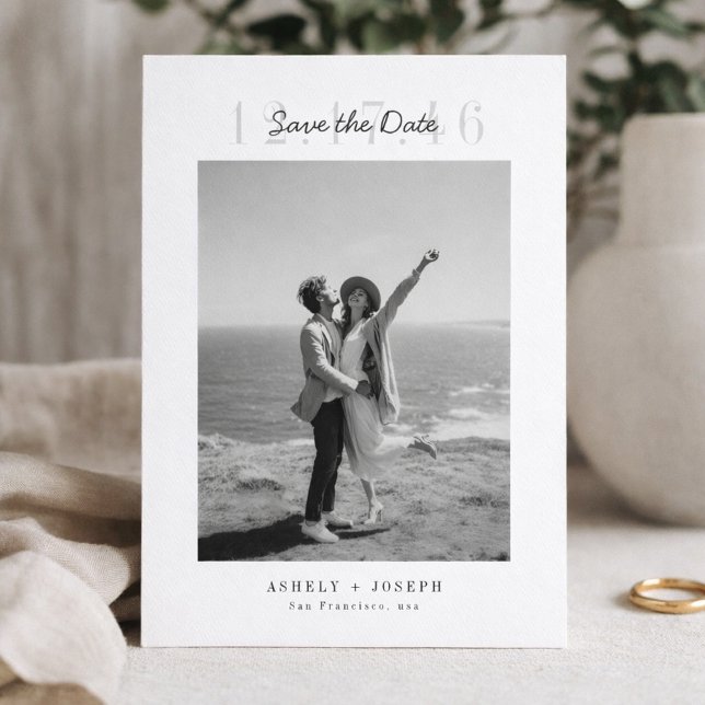 Einfaches modernes Skript-Foto Hochzeit Termin vor Save The Date (Von Creator hochgeladen)