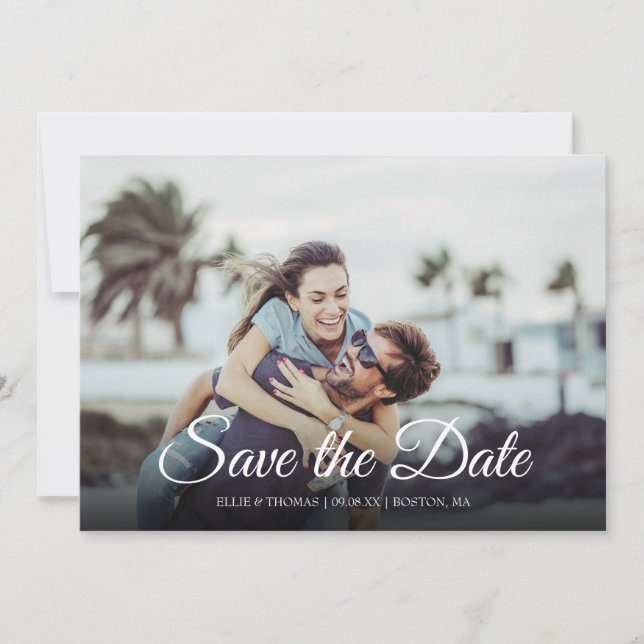 Einfaches modernes Skript Save-the-Date-Foto Save The Date (Vorderseite)