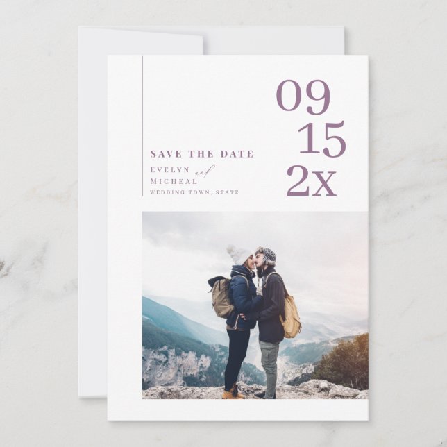 Einfaches modernes typografisches Foto Save the Da Save The Date (Vorderseite)
