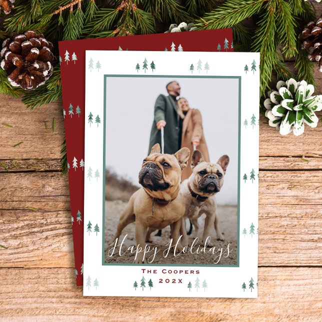 Einfaches, modernes Weihnachtsbaum Happy Holidays  Feiertagskarte (Von Creator hochgeladen)