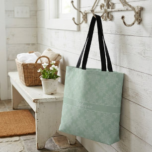 Einfaches modernes weißes florales Damast Light Sa Tasche