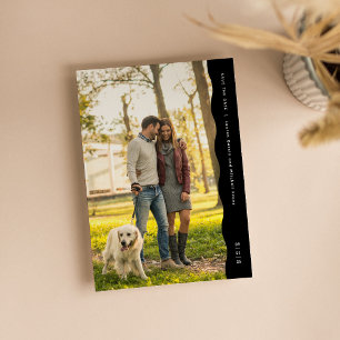 Einfaches modernes welliges Schwarz-Weiß-Foto mit  Save The Date