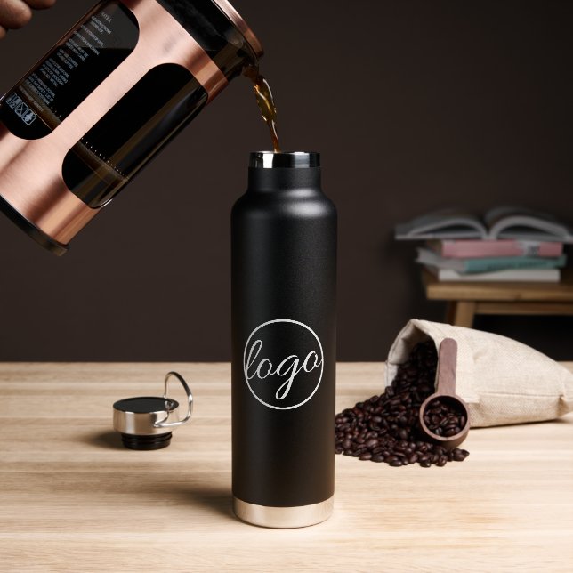 Einfaches, modernes Werbelogo für schwarze Unterne Trinkflasche (Kaffee)