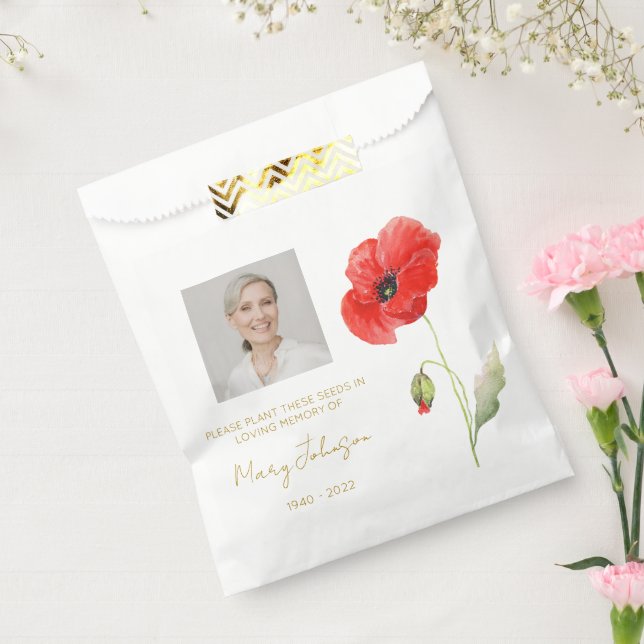Einfaches Mohn-Foto-Trauer-Samen Geschenktütchen (Versiegelt)