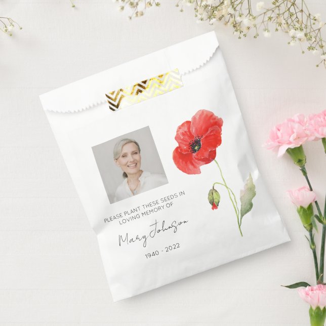 Einfaches Mohn-Foto-Trauer-Samen Geschenktütchen (Versiegelt)
