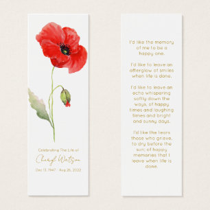 Einfaches Mohn-Funeral-Lesezeichen