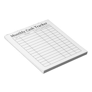 Einfaches monatliches Bargeld-Tracker-Notizbuch Notizblock