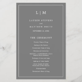 Einfaches Mongram Graues Budget Hochzeitsprogramm