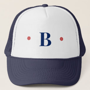Einfaches Monogramm Anfangsbuchstabe Nautisch Mari Truckerkappe