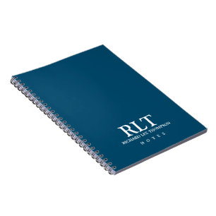 Einfaches Monogramm auf Eleganblau Notizblock