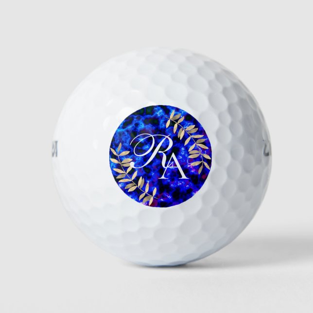 Einfaches Monogramm Blau Golfball (Vorderseite)