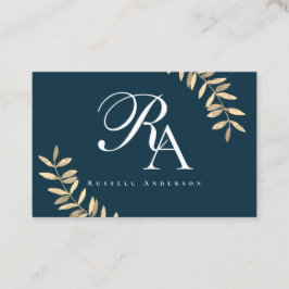 Einfaches Monogramm Blau Visitenkarte