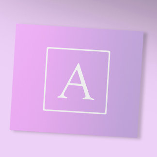 Einfaches Monogramm | Dezent rosa/lila Ombre Geschenkpapier