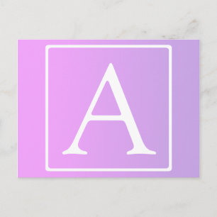 Einfaches Monogramm Dezent rosa/lila Ombre Postkarte