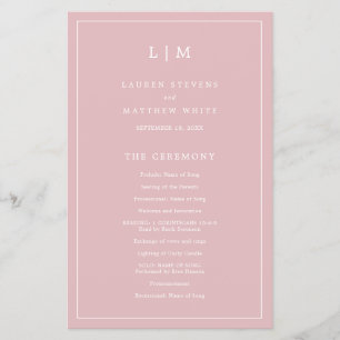 Einfaches Monogramm Dusty Rose Budget-Hochzeitspro Flyer