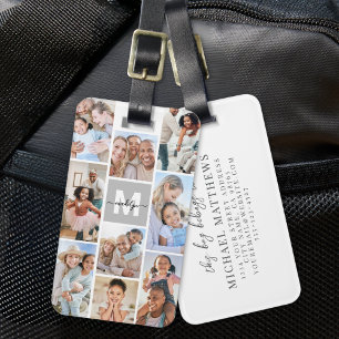 Einfaches Monogramm-Fotocollage-Bild Gepäckanhänger