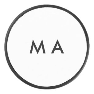 Einfaches Monogramm füge deinen Namensbuchstaben M Eishockey Puck