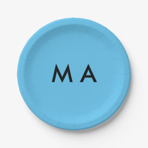 Einfaches Monogramm füge deinen Namensbuchstaben M Pappteller