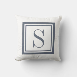 Einfaches Monogramm Grau Classic Square Kissen