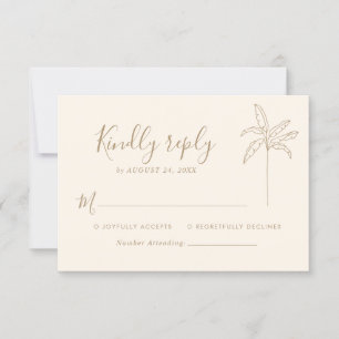 Einfaches Monogramm Hochzeitslogo Palme RSVP Karte