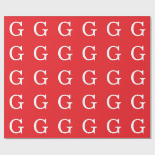 Einfaches Monogramm in Rot-Weiß Geschenkpapier