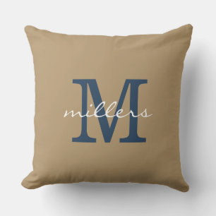 Einfaches Monogramm in Taupe Kissen