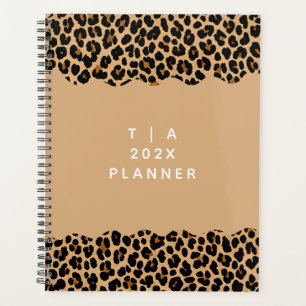 Einfaches Monogramm-Jahres-Leoparden-Muster Planer