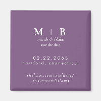 Einfaches Monogramm Lavendel Hochzeit Save the Dat