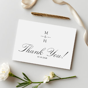 Einfaches Monogramm Minimalistische Schrift Hochze Dankeskarte