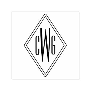 Einfaches Monogramm mit 3 Anfangsbuchstaben #5 Dia Permastempel