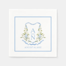 Einfaches Monogramm mit Blaue Hortensien-Wappen Serviette