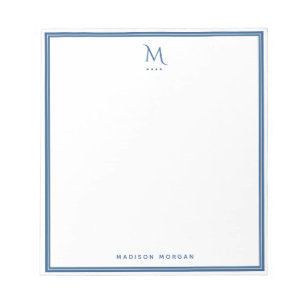 Einfaches Monogramm mit marineblauer Umrandung, pe Notizblock