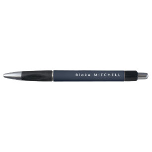 Einfaches Monogramm Name Modern Navy Blau Schwarz Kugelschreiber