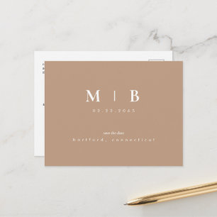 Einfaches Monogramm Neutrales Save the Date QR Ank Ankündigungspostkarte