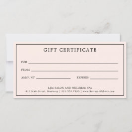 Einfaches Monogramm rosa Blush-Geschenkgutschein