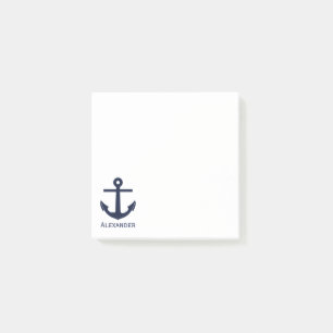 Einfaches Monogramm-Seeanker-Marine-Blau-Weiß Post-it Klebezettel