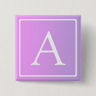 Einfaches Monogramm   Subtiles Rosa/Lila Ombre Button