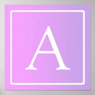 Einfaches Monogramm   Subtiles Rosa/Lila Ombre Poster