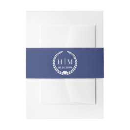 Einfaches Monogramm von Eleganbrücken und Groom-In Einladungsbanderole