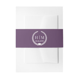 Einfaches Monogramm von Eleganbrücken und Groom-In Einladungsbanderole